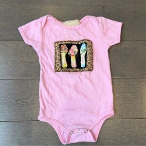 Designer From Denny’s!  Pink Baby One-Piece with Decorative Shoe Applique